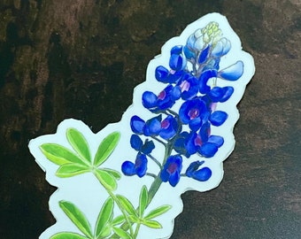 Bluebonnet vinyl sticker, water bottle sticker, realistic bluebonnet original art