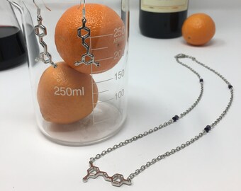 Molecule Jewelry - Resveratrol Molecule Necklace - Red Wine Molecule Necklace - Geeky Jewelry Set