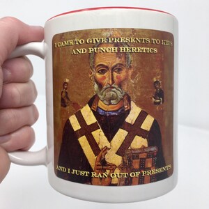 Saint Nicholas Mug Punch Heretics Mug Saint Nicholas Arius Mug Icon Mug Saint Nicholas Catholic funny coffee mug image 2