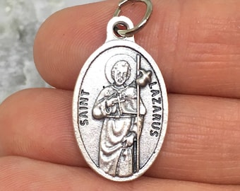 St. Lazarus Medal - Lazarus the Poor Man - Catholic Saint Medal - Catholic medal necklace