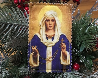 Soft cloth Christmas ornament - Virgin Mary, Our Lady of the Rosary