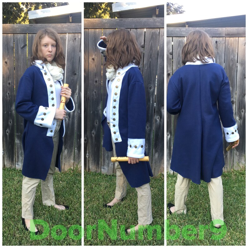 Alexander Hamilton Kids Colonial Costume Coat Jacket Fleece Etsy