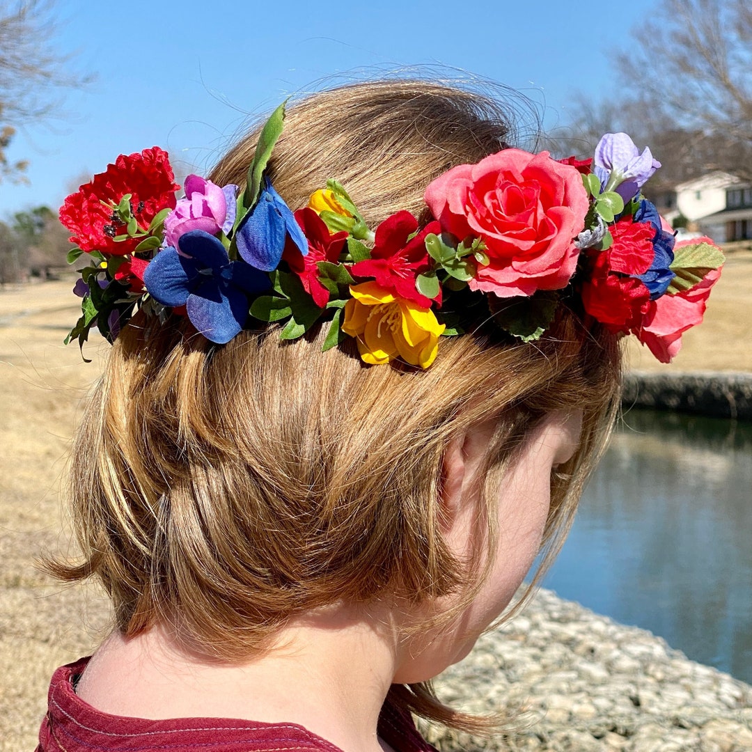 DIY Flower Crown Kit Multi Rainbow Flowers Summer Wildflowers Bridal