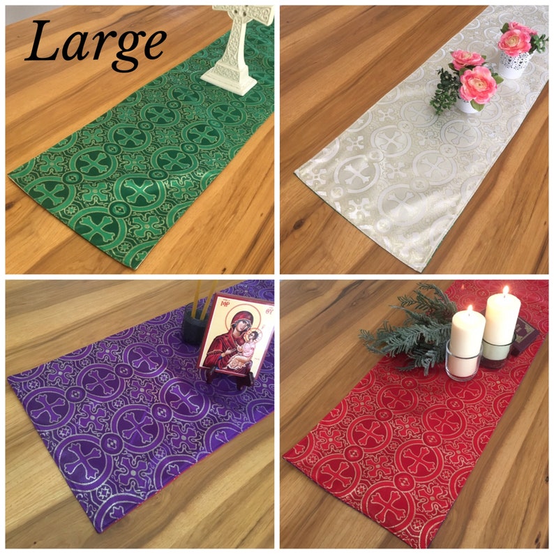 Liturgical Table Runner Set Reversible Table Runners Catholic, Orthodox Liturgical Year image 8