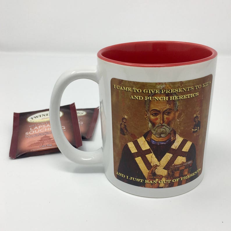 Saint Nicholas Mug Punch Heretics Mug Saint Nicholas Arius Mug Icon Mug Saint Nicholas Catholic funny coffee mug image 1