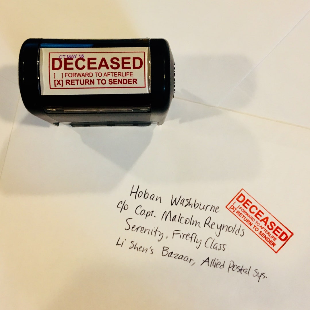 DECEASED Stamp Return to Sender Forward to Afterlife Self Etsy