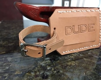 Leather privacy luggage tag - DUDE