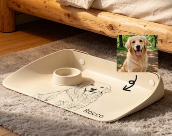 Personalized Pet Photo Engraved Food Mat – Non-Slip Rubber Placemat, Grandmillenial Kitchen Decor