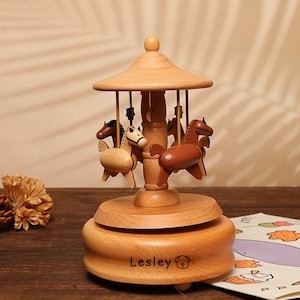 Custom Wooden Carousel Musical Box,Handmade Music Box,Birthday Music Box,1st Birthday,Personalised Music Box,Baby Shower Gift,New Born Gift