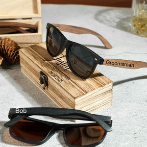 Custom Engraved Sunglasses, Personalized Groomsmen Gift Set, Trendy Best Man Proposal Idea, Unique Sunglasses Gift for Him