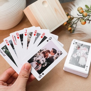 Unieke bruiloftsgastenboekkaarten, speelkaarten bruiloft, huwelijkscadeau, kaartspel verlovingsfeest, kaartspel foto speelkaarten - cadeau voor familie