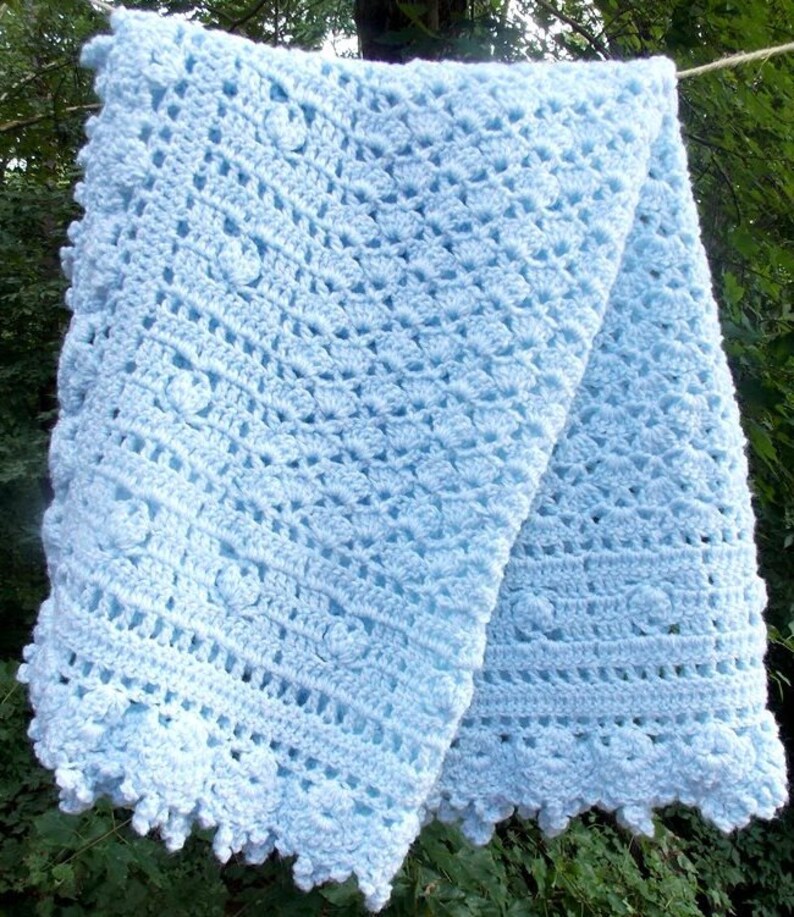 Heirloom Blue Baby Blanket Crochet Baby Afghan Car Seat Cover Etsy