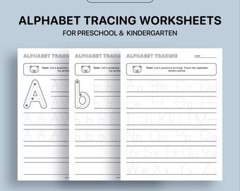 Alphabet-Ablaufverfolgungs-Arbeitsblätter | Handschriftübung für Kinder | ABC-Abpausen-Arbeitsblätter | Kleinkind Arbeitsbuch | Vorschule Alphabet zum Ausdrucken