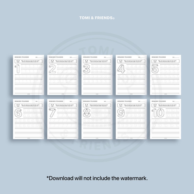 Number Tracing Worksheets for Preschool, Kindergarten, Homeschool