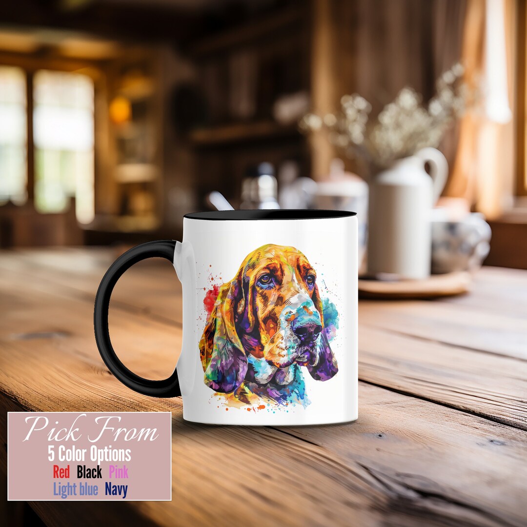 Basset Hound - Set di 4 sottobicchieri per bevande, con cerniera