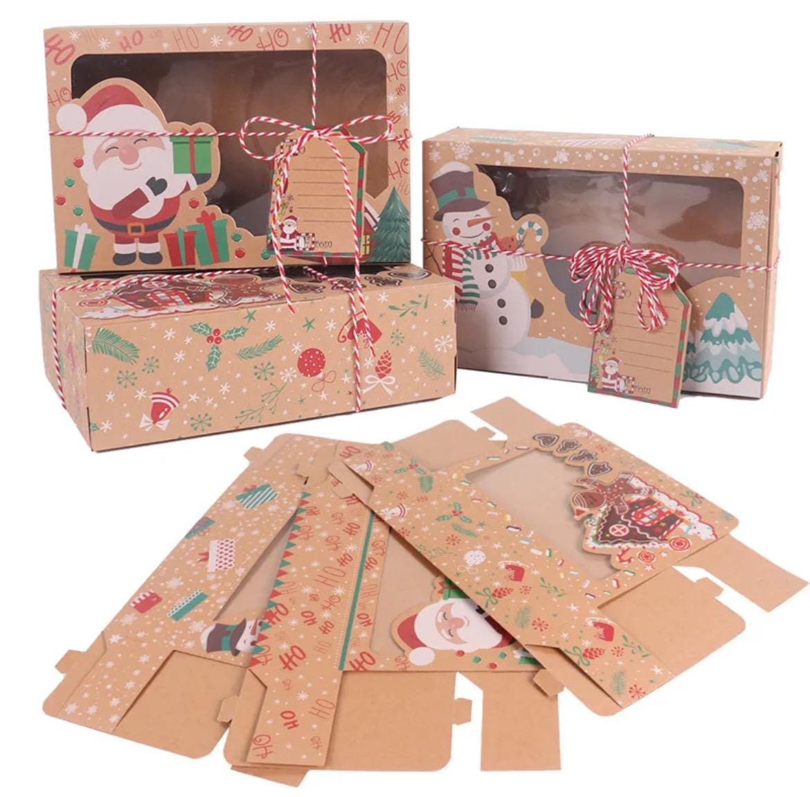 Christmas Cookie & Treat Boxes - Kraft Gift Boxes (Set of 2)