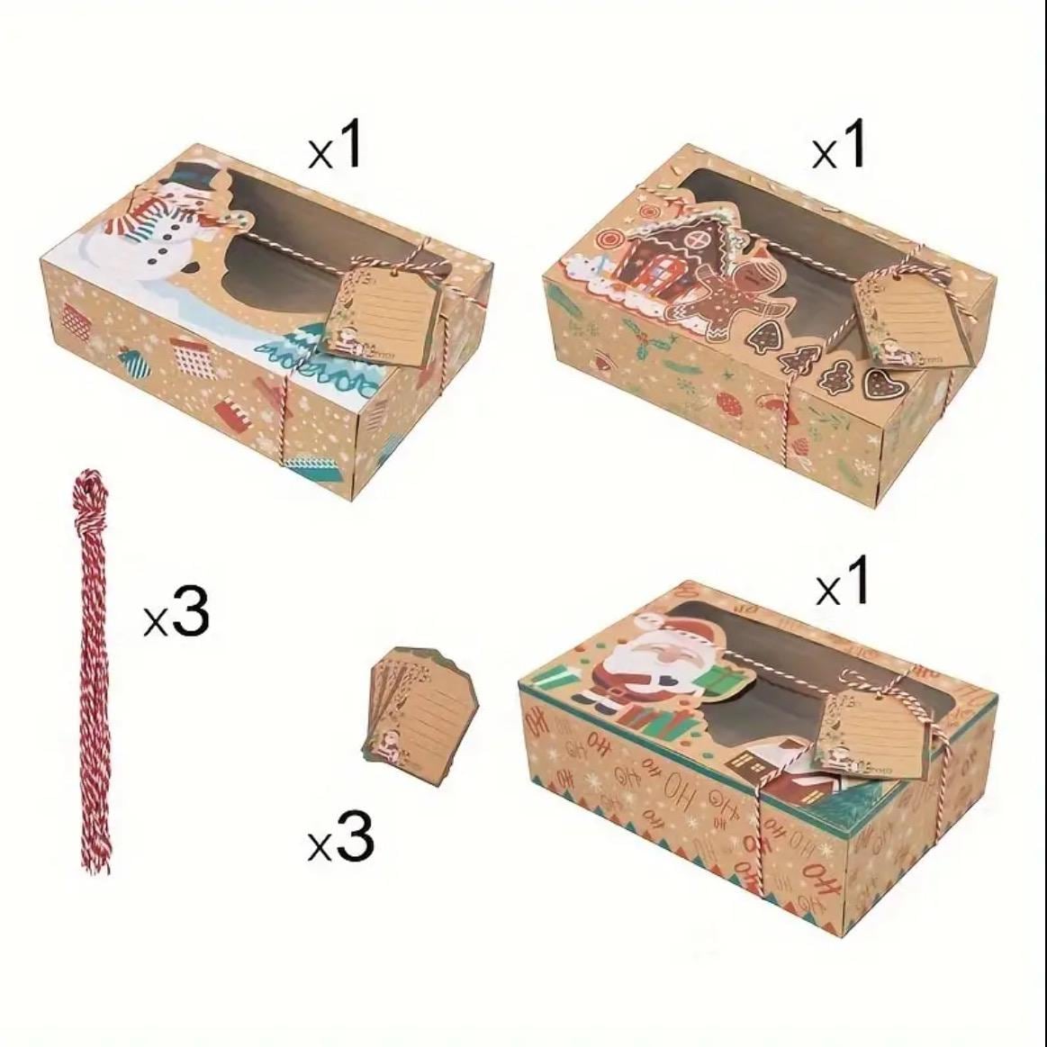 Christmas Cookie & Treat Boxes - Kraft Gift Boxes (Set of 2)