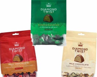 3 Packs Dubai Chocolate Twists - 3 Flavors Variety Pistachio Kunafa | Bisco Cream Cookie Butter | Bonello Kunafa | 3lb Gift Set | Holidays