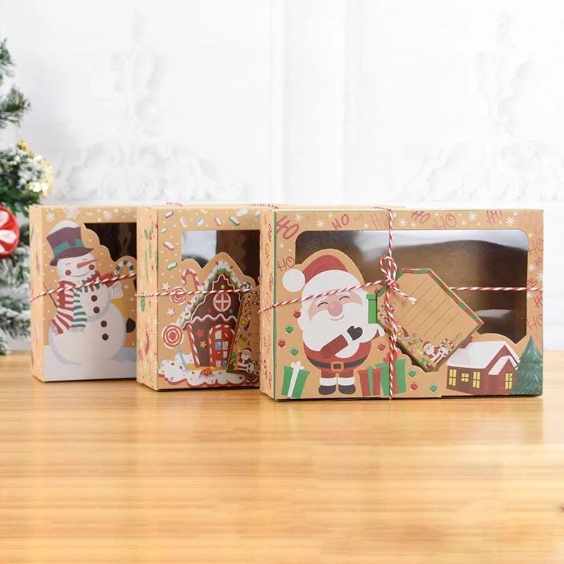 Christmas Cookie & Treat Boxes - Kraft Gift Boxes (Set of 2)