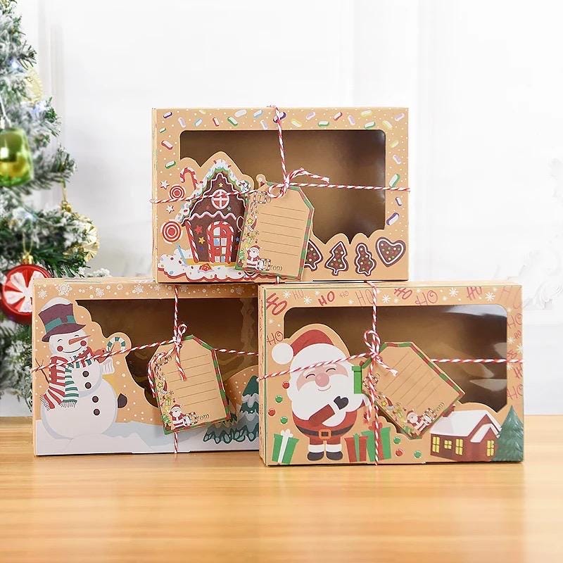Christmas Cookie & Treat Boxes - Kraft Gift Boxes (Set of 2)