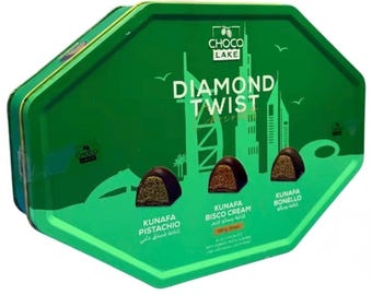 1.5lb Luxury Variety Mini Dubai Chocolate Twists - Pistachio Kunafa, Bisco Cream Kunafa, Bonello Cream Kunafa - Tin Gift - Chocolake