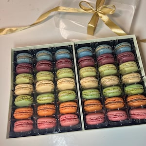 French Macarons Gift Box – Wedding Dessert Table – Baby Shower Party Favors – Bulk 42, 63, 84, 105 Count – Gluten-Free