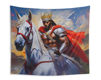 Obatala Ayaguna Indoor Wall Tapestry, Polyester, African Deity, Home Altar Decor, Yoruba Tapestry, Afro-Caribbean, African, Paño de trono