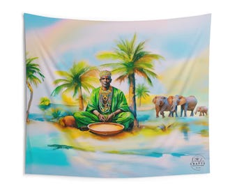 Tapiz de Orunmila: mantel de altar de deidad africana, decoración yoruba