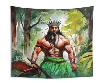 Ogun Tapestry: African Deity Altar Decor, Yoruba Afro-Caribbean Art