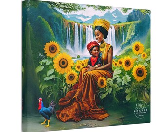 Oshun and Elegua Canvas Print: African Deities, Sunflower