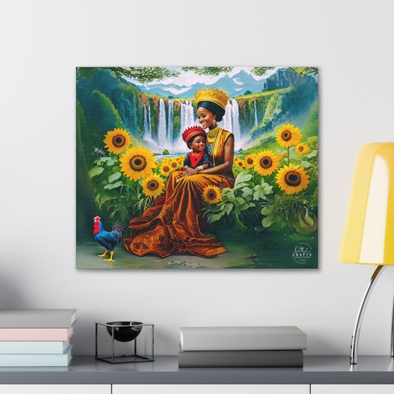 Oshun and Elegua Canvas Print: African Deities, Sunflower