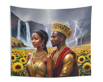 Tapiz de Oshun y Changó: Decoración del altar de la diosa del río Yoruba
