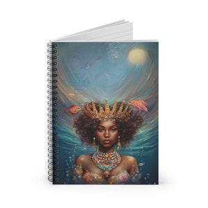 Orisha Yemaya Spiral Notebook - Ruled Line, African Ocean Goddess, Writing, Diary, Manifestation Book, Stationery Gift, Libreta de Ita