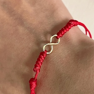 Red String Infinity Bracelet Adjustable Tibetan Cord Amulet, Buddhist Lucky Knot Bracelet, Spiritual Protection Gift for Good Luck