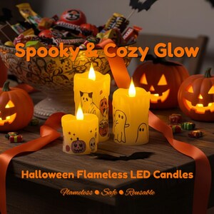 Halloween LED Flameless Candle | Spooky Ghost, Pumpkin Decor