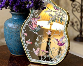 Décoration de miroir de jardin printanier - Art de table floral vintage vert - accent botanique