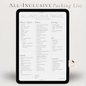 travel packing checklist all inclusive vacation, packing list printable, vacation luggage checklist editable, cruise packing list