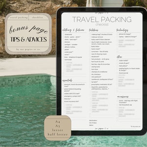 Travel Packing Checklist for Vacation Packing Luggage List for Holiday Printable Packing List for Family Packing List