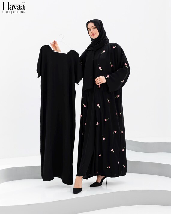 Black Silky Abaya Inner Slip Dress for Women