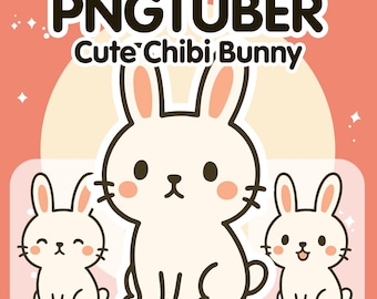 Chibi Bunny PNGTuber Model: Kawaii Light Rabbit Streaming Avatar Twitch TikTok OBS (Digital Download)