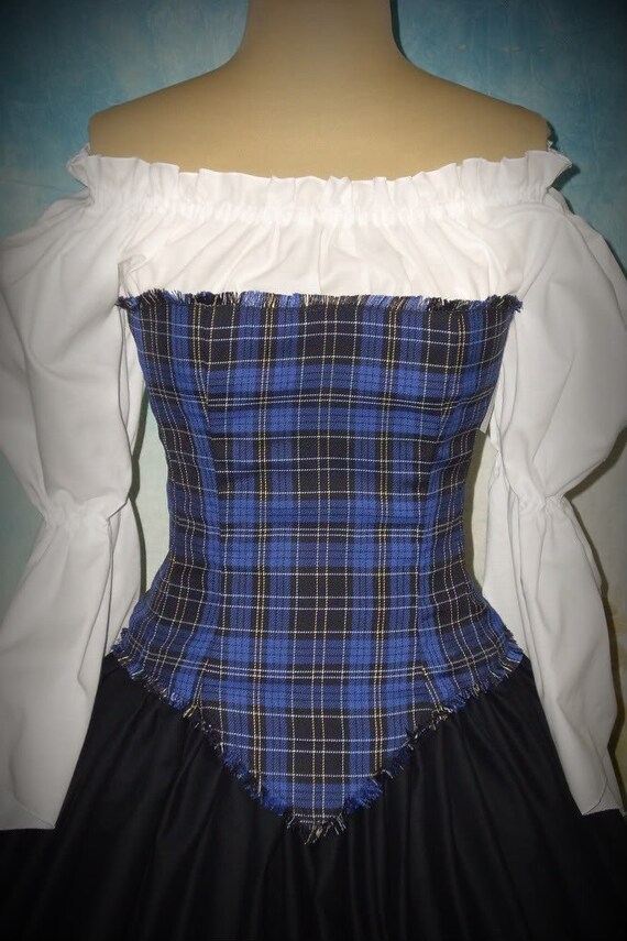 Items similar to Beautiful Blue and Black Plaid Renaissance Corset