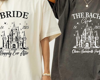 Personalized Disney Bride and The Bach T-Shirt, The Bach Club Shirt, Magic Castle Wedding Shirt, Disney Bachelorette Party 2026 Tee