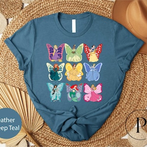 Disney Princess Butterfly T-shirt, Princesses As Butterflies Shirt, Disneyland Girls Trip Sweatshirt, Rapunzel Belle Cinderella Ariel Tee image 1