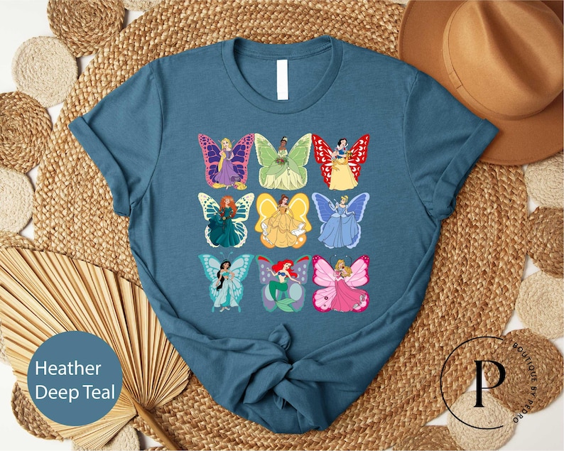 Disney Princess Butterfly T-shirt, Princesses As Butterflies Shirt, Disneyland Girls Trip Sweatshirt, Rapunzel Belle Cinderella Ariel Tee image 1