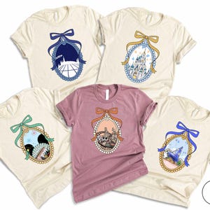 Floral Disney Castle Coquette Bow T-Shirt, Magic Kingdom Shirt, Disney Coquette Bow Sweatshirt, Disneyland Around The World Sweatshirt