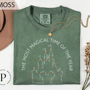 Comfort Colors Disney Castle Christmas T-Shirt, It’s The Most Magical Time Of The Year Xmas Light Sweatshirt, Mickey Christmas Sweatshirt