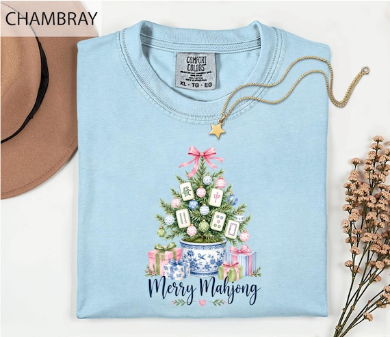 Comfort Colors Christmas Mahjong Shirt, Merry Mahjong Tee, Mahjong Lover Gift, Holiday Game Night Shirt, Mah Jongg Christmas Graphic Tee