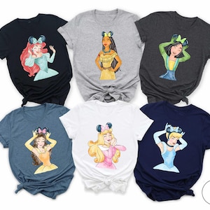 Disney Princess Watercolor Shirt, Princess Martching Shirt, Disney Princess Belle Shirt, Disney Girl Group Matching Shirt, Princesses Shirt