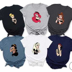 Disney Tattooed Princesses Shirt, WDW Princesses Tee, Disney Cool Princess Shirt, Disney Punk Shirt, Princess Punk shirt,Tattoo Princess Tee