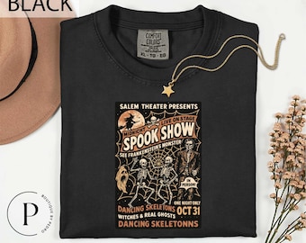 Comfort Colors® Retro Monster Halloween Spook Show T-Shirt, Salem Theater Halloween Tee, Monster Horror Show Shirt, Retro Spook Show Shirt
